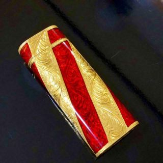Vintage Cartier Gas Lighter Swiss Made Gold K18 Red Roy King Rare