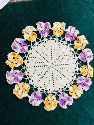 Antique Crochet “pansies” Doily