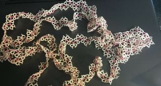 Antique Hand Tatted Lace Trim From Pillowcases Pink & Cream 92 "