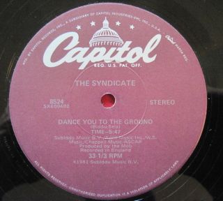The Syndicate Dance You To The Ground (1981) Rare 12 " Soul Funk Capitol 8524