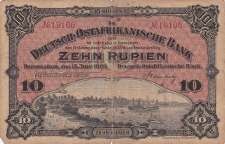 10 Rupien Fine Banknote From German East Africa 1905 Pick - 2 Extra Rare