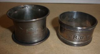 2 Antique Monogrammed Napkin Rings 1 - Signed Sterling Silver B6928