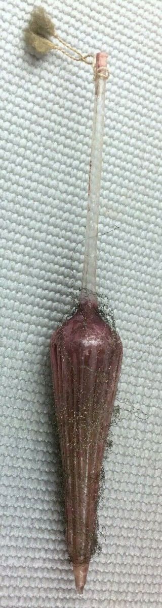 Antique Wire Wrapped Blown Glass Pink Parasol Christmas Ornament