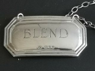 Solid Silver Georgian Style Whisky Blend Decanter Label Bottle Ticket
