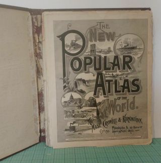Popular Atlas Of The World – 1892 – 13” X 11” - 53 Pgs U.  S.  State Maps