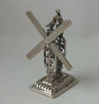 Antique Dutch Solid Silver Miniature Windmill C.  1900/ H 6 Cm
