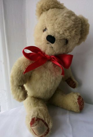 Vintage Old British Chad Valley Blonde Plush Teddy Bear 1950s,  15 "