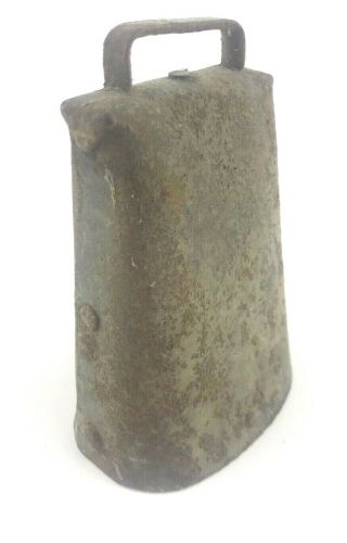 Antique Cowbell Hand Forged Riveted Metal Late 1800 Primitive Rustic 5 " Cow Bell