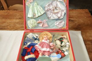 Rare 1952 Vogue Ginny Rich Uncle Case,  Strung Doll,  Outfits,