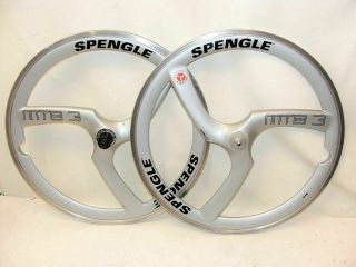 Rare Spengle Mtb 3 Trispoke Carbon 26 " Mountain Bike Clincher Silver Wheelset