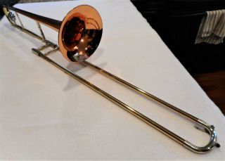 Rare 1961 Conn 10h Professional Trombone W/ Coprion 100 Copper Bell Great Slide
