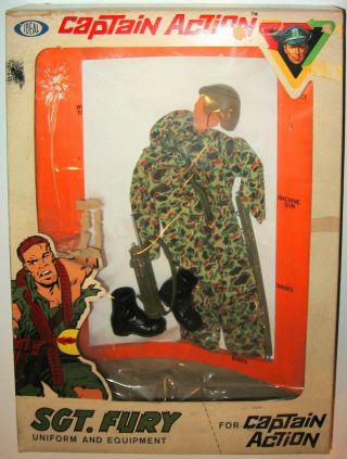1966 Ideal Captain Action Sgt Fury Figure Suit Walkie Talkie Mask Boots
