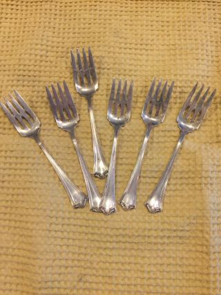 Antique 5.  5 " Sterling Silver Forks With Two Birds Carved On Back Of Handle