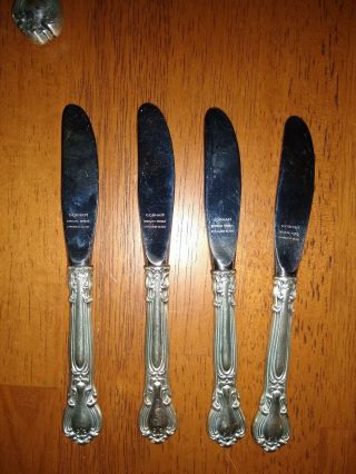Four 4 Vintage Gorham Sterling Silver Butter Smaller Knives Chantilly Pattern