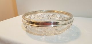 Antique Sterling Silver American Brilliant Cut Crystal Candy Bowl 7 " Mono " Cw "