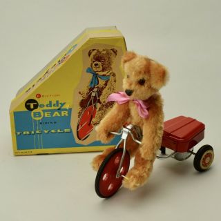 Rare Old China Tin Mf 773 Teddy Bear Tricycle