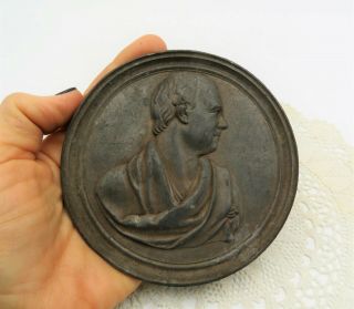 Antique 19th Century Bronze Neoclassical Medallion Of Sir Walter Scott