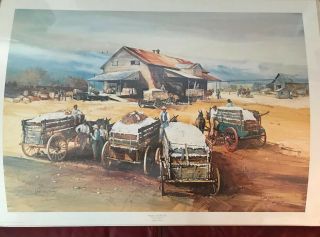 Rare Watercolor Print “waitin’ At The Gin”by Jack Deloney Never Framed