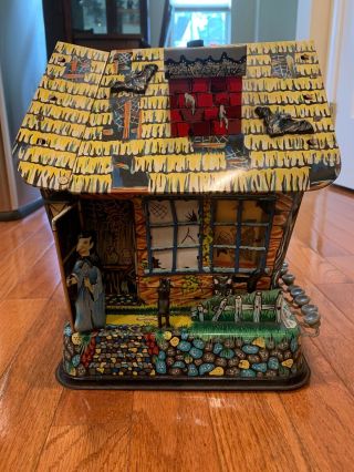 Rare Vintage MARX HOOTIN ' HOLLOW HAUNTED HOUSE 1960 ' s Tin Toy Halloween 3