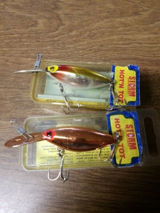 2 Vintage Storm Thin Fin Hot N Tot Fishing Lures.  Copper And Gold N Silver
