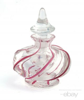 19th C.  Antique Victorian Ribbon Glass Perfume Scent Bottle Bohemian Swirl Glass