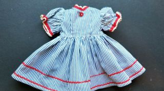 Vintage 1950,  S Blue Stripe Doll Dress With Red Rick Rack Fits 18 " Hard Plastic
