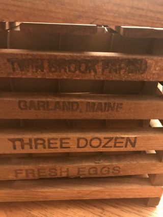 Antique Twin Brook Farms Garland Maine Wooden Egg Carrier Crate 3 Dozen 2