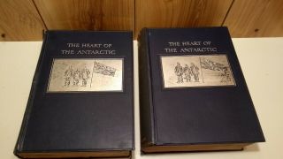 The Heart Of The Antarctic E.  H.  Shackleton Rare 2 Vol First Edition Set 1909 Vf