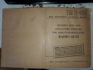 Tm 11 - 496 Rare Signal Corps Training Text