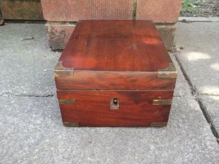 Antique Brass Banded Wood Box - Jewellery/stationery/writing Etc - Treen