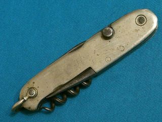 Antique Ajax France Sportsmans Folding Knife Knives Corkscrew Pocket Vintage Pen