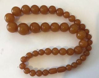Antique Russian Art Deco Honey Amber Bakelite Beads Necklace