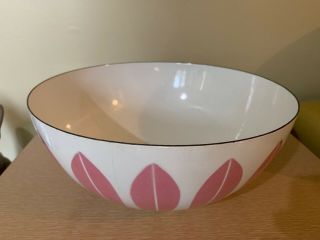 Cathrineholm 11” Pink Lotus Bowl Metal Enamel Mid - Century Modern - RARE 2