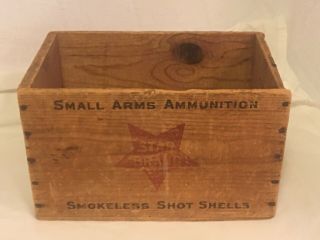 Rare Star Brand 16 Guage 2 9/16 Longe Range Smokeless Shot Wood Ammo Box Crate