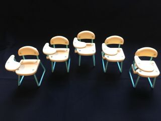 5 Vtg Mattel Barbie School Desks Chairs Yellow Classroom Furniture Mattel 1990 2