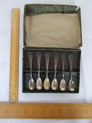 Vintage Dutch East Indies Colonial Solid Silver (. 800) Spoons X 6 - Boxed - Ref?