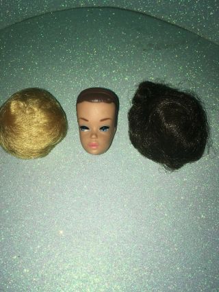 Vintage 1962 Barbie Fashion Queen Midge Doll Head With (2) Wigs Barbie Doll Head