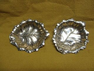 Antique English Sterling Silver Leaf Form Butter Pats