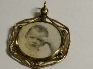 Antique Edwardian Rolled Gold / Gilt Metal Double - Sided Picture Locket Pendant
