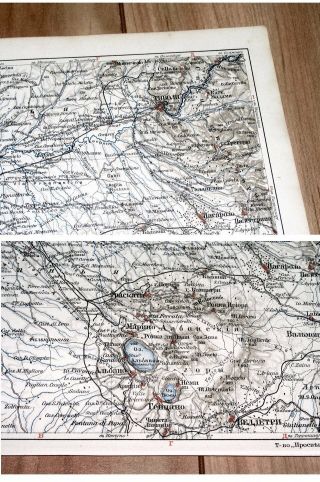 1905 RARE ANTIQUE RUSSIAN MAP OF VICINITY OF ROME / ITALY 3