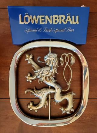 Rare Vintage Lowenbrau Hanging Rotating Lighted Beer Sign Euc Motorized 21 - 13267