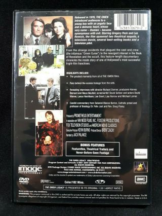 THE OMEN LEGACY (2001) DVD Jack Palance HORROR Documentary DAMIEN RARE Image 2