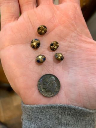 Antique Enamel Buttons Brass Diminutive 5