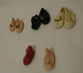 Lo 8 Vintage 1950s Center Snap Fuzzy Bottom Shoes - 3 Pair 2 Singles For 8 " Doll