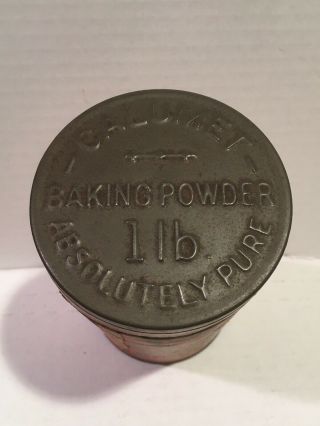Antique Calumet Baking Powder Tin Paper Label Advertising Indian Head 1 Lb.  Can 3