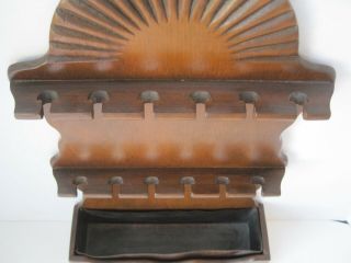 Vintage Antique Style Old Country Primitive Wood Spoon Rack with Candle Box 3
