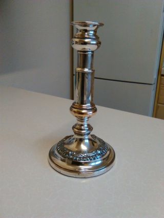 Late Victorian Silver Plate On Copper Candlestick - 8.  5 " Tall (1477)