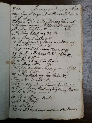 Antique 1782 Memorandum Account Book,  John Abbot,  Highway Rates,  Journeys