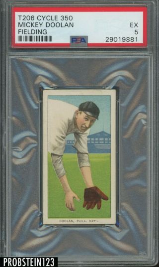 T206 Mickey Doolan Fielding Cycle 350 Rare Back Psa 5 Pop 1 Only None Higher