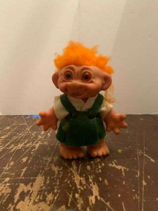 Vintage Thomas Dam Orange Haired Troll Doll Bank Made In Denmark